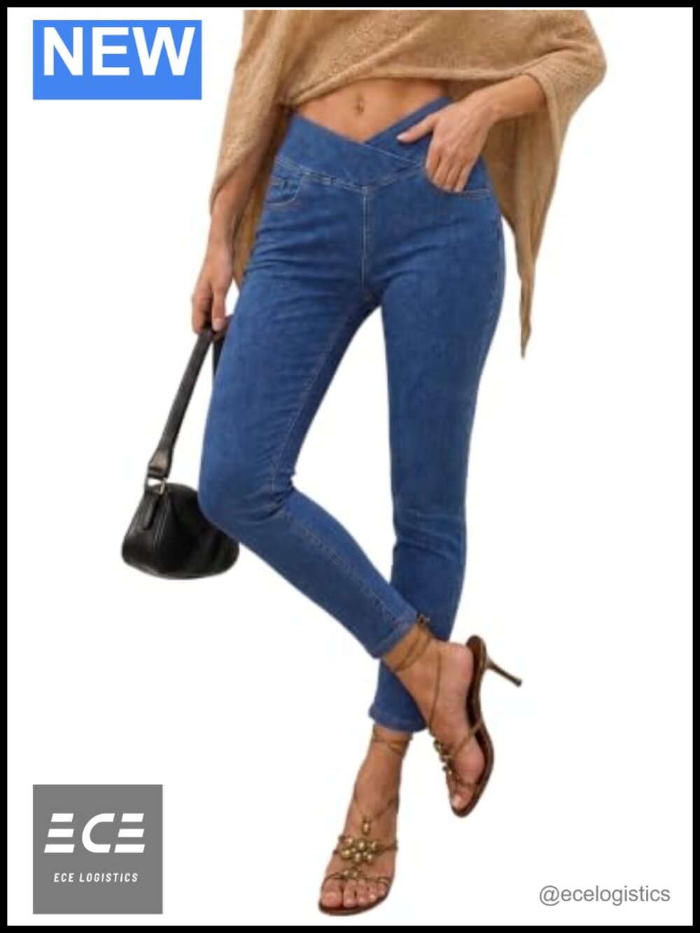 High Waisted Pull On Capris Jeggings with Pockets Stretchy Skinny
